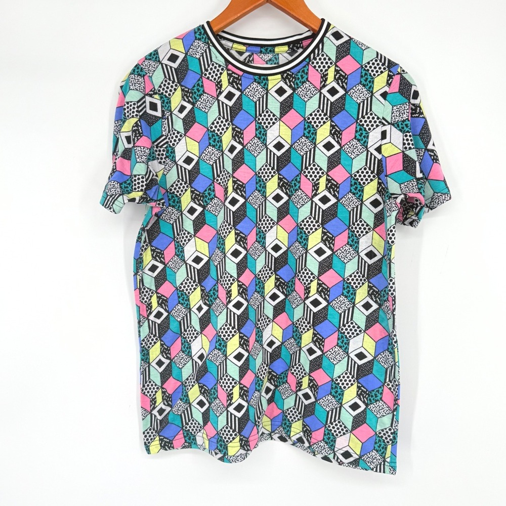 Vintage Oh Snap By Drill Clothing Geometric Cube Crew‎ Neck Men's Size Medium